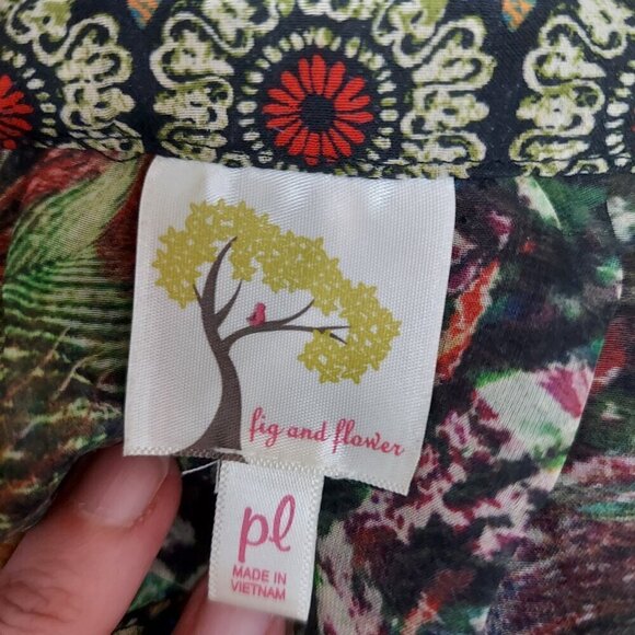 Anthropologie Fig and Flower Women's Boho Peasant Blouse PL Peacock - Picture 5 of 5